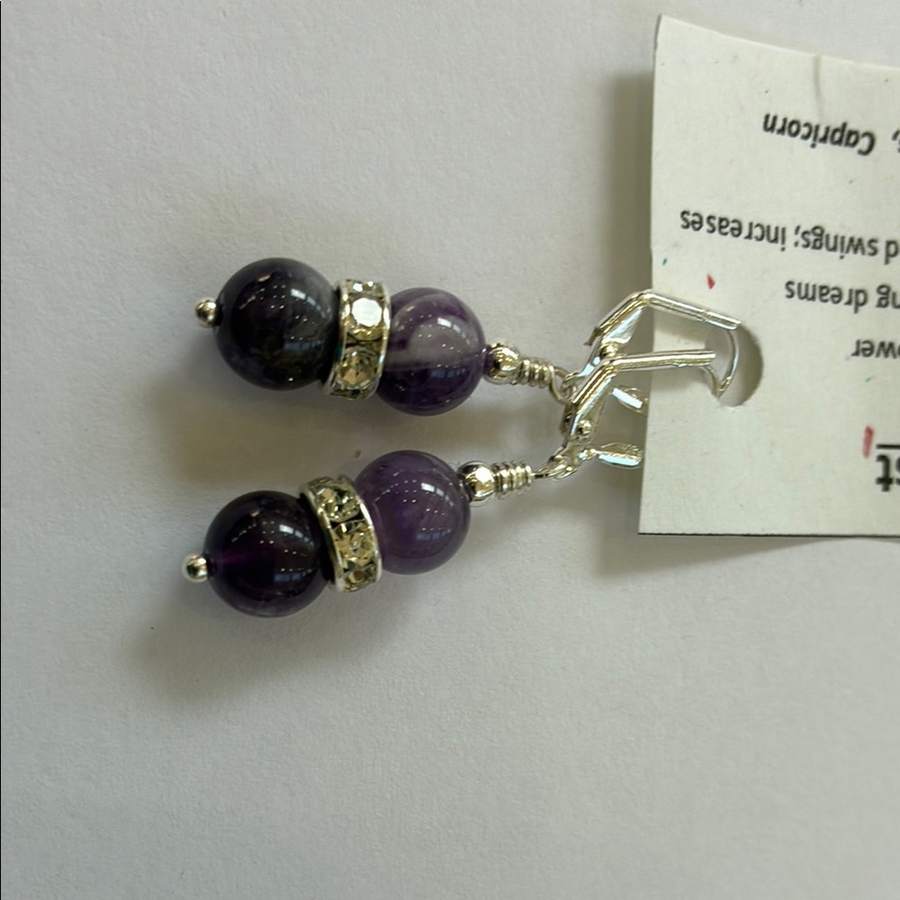 Elegant amethyst and Silver plated Beaded Earrings